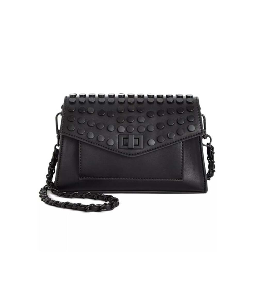 Steve Madden Baidan Battery Stud Flap Crossbody in Black (MSRP $93)